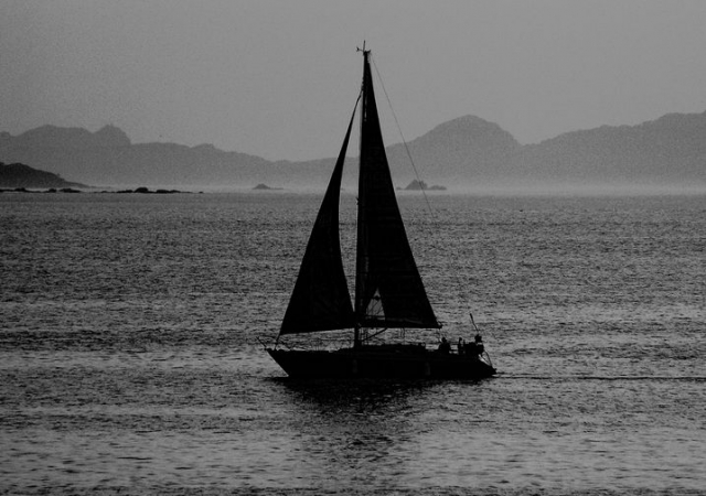 帆船在海上航行